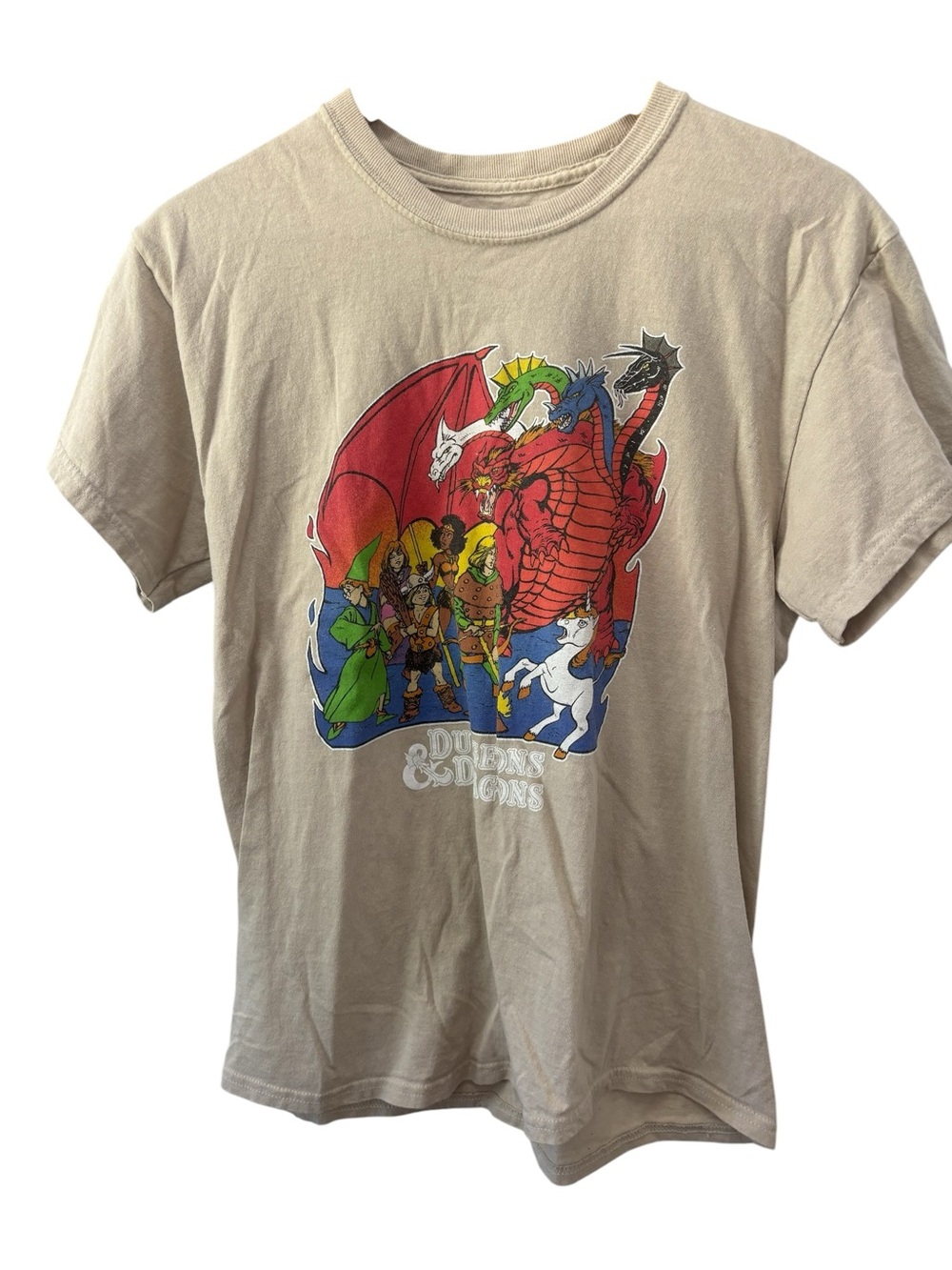 Dungeons & Dragons Graphic Short Sleeve Tee - Beige Mens/Unisex Size Medium